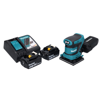 Makita DBO 480 RG Akku Schwingschleifer 18 V 112 x 102 mm + 2x Akku 6,0 Ah + Ladegerät