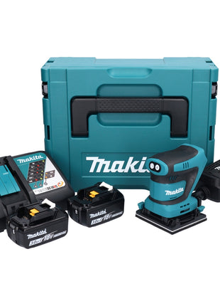 Makita DBO 480 RFJ Akku Schwingschleifer 18 V 112 x 102 mm + 2x Akku 3,0 Ah + Ladegerät + Makpac