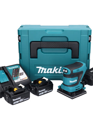 Makita DBO 480 RTJ Akku Schwingschleifer 18 V 112 x 102 mm + 2x Akku 5,0 Ah + Ladegerät + Makpac