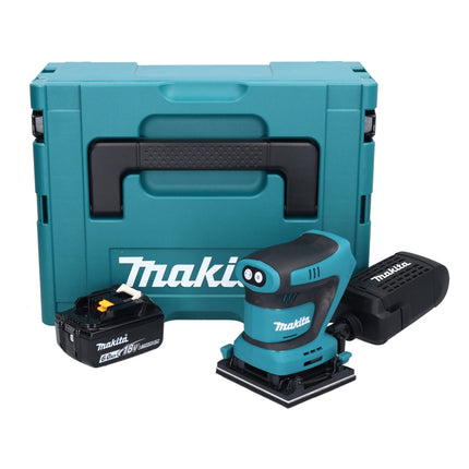 Makita DBO 480 G1J Levigatrice orbitale a batteria 18 V 112 x 102 mm + 1x batteria ricaricabile 6.0 Ah + Makpac - senza caricabatterie