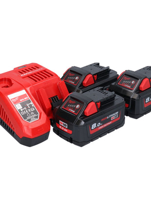 Milwaukee M18 HNRG-803 Akku Starter Set High Output 18 V + 3x HB8 Akku 8,0 Ah ( 3x 4932471070 ) + M12-18 FC Ladegerät ( 4932451079 ) - Toolbrothers