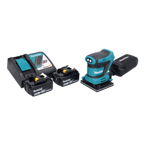 Makita DBO 481 RT Akku Schwingschleifer 18 V 112 x 102 mm + 2x Akku 5,0 Ah + Ladegerät