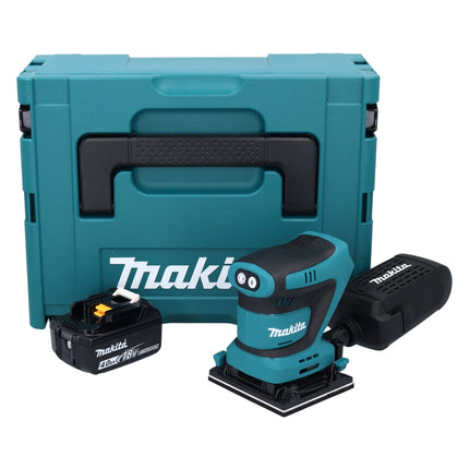 Makita DBO 481 M1J Levigatrice orbitale a batteria 18 V 112 x 102 mm + 1 batteria ricaricabile 4,0 Ah + Makpac - senza caricabatterie