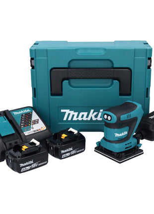 Makita DBO 481 RMJ Akku Schwingschleifer 18 V 112 x 102 mm + 2x Akku 4,0 Ah + Ladegerät + Makpac