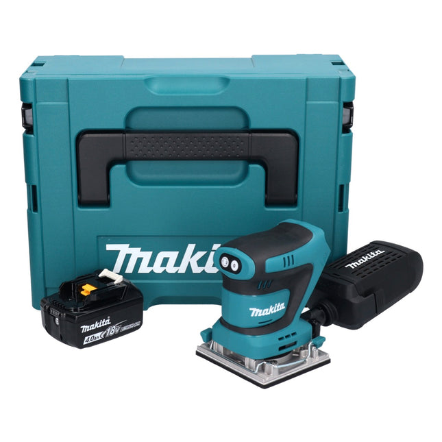 Levigatrice vibrante a batteria Makita DBO 482 M1J 18 V 112 x 102 mm + 1x batteria 4,0 Ah + Makpac - senza caricabatterie
