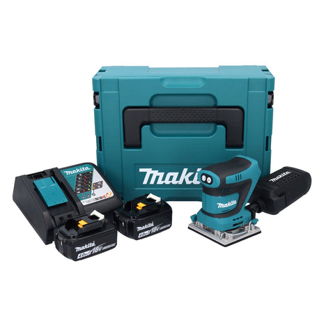 Makita DBO 482 RMJ ponceuse orbitale sans fil 18 V 112 x 102 mm + 2x batterie 4,0 Ah + chargeur + Makpac