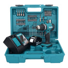 Taladro percutor inalámbrico Makita DHP 453 RF1X1 18 V 42 Nm + 1x batería 3,0 Ah + cargador + set de accesorios 74 piezas + estuche