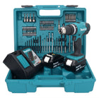 Makita DHP 453 RTX1 Perceuse-visseuse à percussion sans fil 18 V 42 Nm + 2x Batteries 5,0 Ah + Chargeur + kit d'accessoires - 74 pièces + Coffret