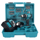 Makita DHP 453 RG1X1 Perceuse-visseuse à percussion sans fil 18 V 42 Nm + 1x Batterie 6,0 Ah + Chargeur + kit d'accessoires - 74 pièces + Coffret