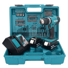 Makita DHP 453 RGX1 Perceuse-visseuse à percussion sans fil 18 V 42 Nm + 2x Batteries 6,0 Ah + Chargeur + kit d'accessoires - 74 pièces + Coffret