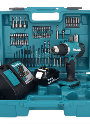 Makita DDF 453 RF1X1 Perceuse-visseuse sans fil 18 V 42 Nm + 1x Batterie 3,0 Ah + Chargeur + kit d'accessoires - 74 pièces + Mallette