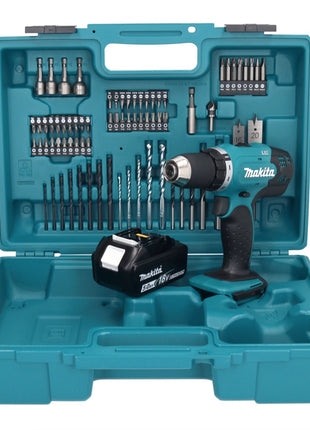 Makita DDF 453 T1X1 Akku Bohrschrauber 18 V 42 Nm + 1x Akku 5,0 Ah + 74 tlg. Zubehörset + Koffer - ohne Ladegerät