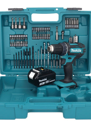 Makita DDF 482 F1X1 Akku Bohrschrauber 18 V 62 Nm + 1x Akku 3,0 Ah + 74 tlg. Zubehörset + Koffer - ohne Ladegerät