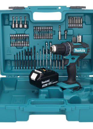 Makita DDF 482 T1X1 Perceuse-visseuse sans fil 18 V 62 Nm + 1x Batterie 5,0 Ah + kit d'accessoires - 74 pièces + Mallette - sans chargeur