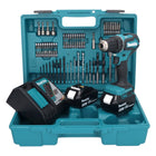 Makita DDF 485 RFX1 Perceuse-visseuse sans fil 18 V 50 Nm sans balais + 2x Batteries 3,0 Ah + Chargeur + kit d'accessoires - 74 pièces + Mallette