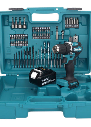 Makita DDF 487 F1X1 Akku Bohrschrauber 18 V 40 Nm Brushless + 1x Akku 3,0 Ah + 74 tlg. Zubehörset + Koffer - ohne Ladegerät