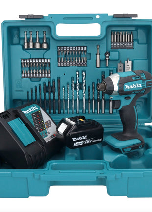 Makita DTD 152 RF1X1 Akku Schlagschrauber 18 V 165 Nm 1/4" + 1x Akku 3,0 Ah + Ladegerät + 74 tlg. Zubehörset + Koffer