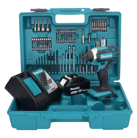 Makita DTD 152 RG1X1 Akku Schlagschrauber 18 V 165 Nm 1/4" + 1x Akku 6,0 Ah + Ladegerät + 74 tlg. Zubehörset + Koffer