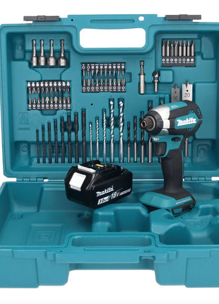 Makita DTD 153 F1X1 Akku Schlagschrauber 18 V 170 Nm 1/4" Brushless + 1x Akku 3,0 Ah + 74 tlg. Zubehörset + Koffer - ohne Ladegerät