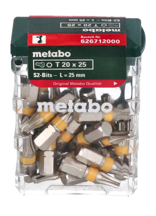 Caja de puntas Metabo 25 puntas Torx T20 de 25 mm (626712000)