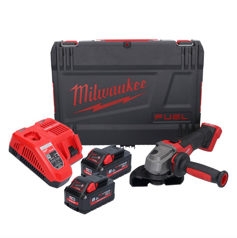 Meuleuse d'angle sur batterie Milwaukee M18 FSAG125X-802X 18 V 125 mm brushless + 2x batteries 8,0 Ah + chargeur + boîtier HD