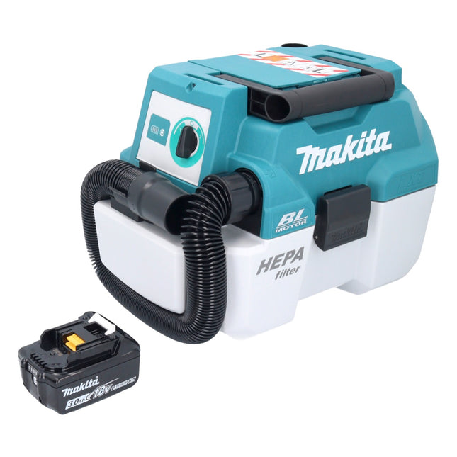 Aspiratore a batteria Makita DVC 750 LF1 LXT 18 V 67 mbar 7,5 l senza spazzole + 1x batteria ricaricabile 3,0 Ah - senza caricabatterie