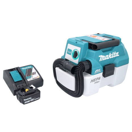 Aspirador de batería Makita DVC 750 LRF1 LXT 18 V 67 mbar 7,5 l sin escobillas + 1x batería 3,0 Ah + cargador