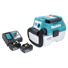 Aspiratore a batteria Makita DVC 750 LRF LXT 18 V 67 mbar 7,5 l brushless + 2x batteria ricaricabile 3,0 Ah + caricabatterie