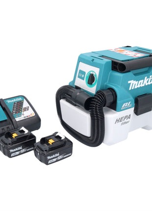 Makita DVC 750 LRF Aspirateur Souffleur sans fil LXT 67mbar 7,5l 18V  Brushless + 2x Batteries 3,0Ah + Chargeur