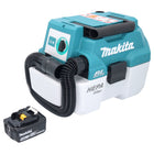 Makita DVC 750 LM1 Akku Staubsauger LXT 18 V 67 mbar 7,5 l Brushless + 1x Akku 4,0 Ah - ohne Ladegerät