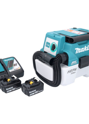 Makita DVC 750 LRM aspirateur sans fil LXT 18 V 67 mbar 7,5 l Brushless + 2x batterie 4,0 Ah + chargeur