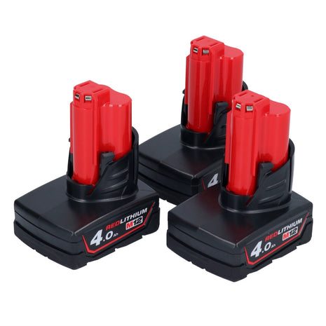 Milwaukee Akku Set 3x M12 B4 12 V 4,0 Ah / 4000 mAh Li-Ion Einschub Akku ( 3x 4932430065 ) - Toolbrothers