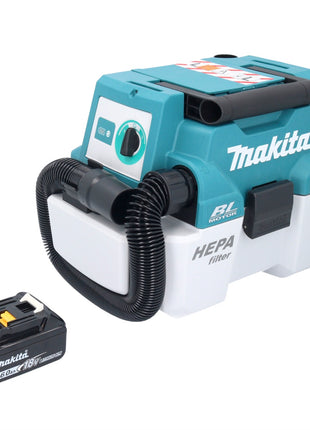 Aspirador de batería Makita DVC 750 LG1 LXT 18 V 67 mbar 7,5 l sin escobillas + 1x batería 6,0 Ah - sin cargador