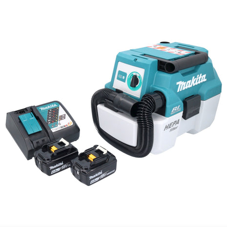 Makita DVC 750 LRG Aspirateur Souffleur sans fil LXT 67mbar 18V 07,5l Brushless + 2x Batteries 6,0Ah + Chargeur