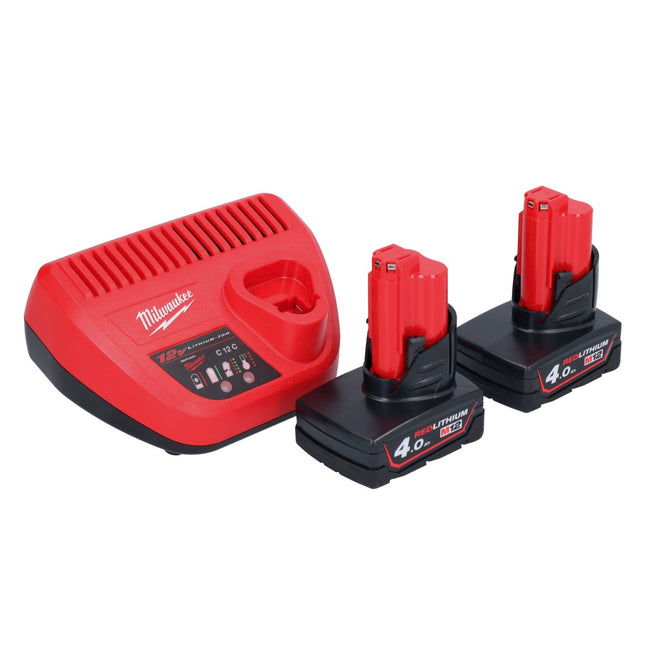 Milwaukee M12 NRG-402 Akku Starter Set 2x 12 V 4,0 Ah / 4000 mAh Li-Ion Akku ( 4933459211 ) + C12 C Ladegerät - Toolbrothers