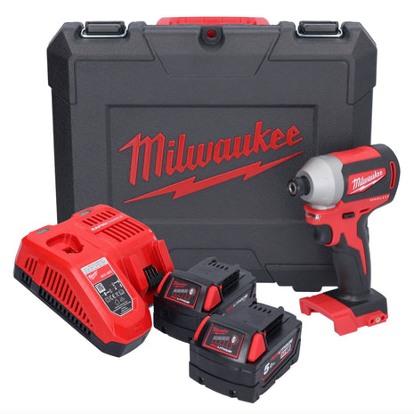 Milwaukee M18 CBLID-502C Clé à choc 18 V 180 Nm 1/4'' Brushless + 2x Batterie 5,0 Ah + Chargeur + Coffret