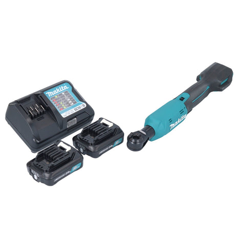 Atornillador de carraca a batería Makita WR 100 DWA 12 V 47,5 Nm 1/4" 3/8" + 2x baterías 2,0 Ah + cargador