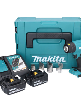 Makita DHG 181 RFJ soplador de aire caliente a batería 18 V 150 - 550°C + 2x baterías 3,0 Ah + cargador + Makpac