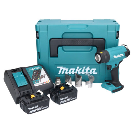 Makita DHG 181 RMJ Akku Heißluftgebläse 18 V 150 - 550°C + 2x Akku 4,0 Ah + Ladegerät + Makpac