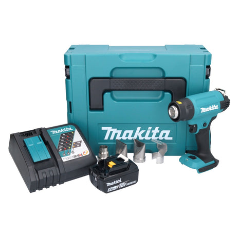 Makita DHG 181 RT1J Pistolet air chaud sans fil 18 V 150 - 550C + 1x batterie rechargeable 5,0 Ah + chargeur + Makpac