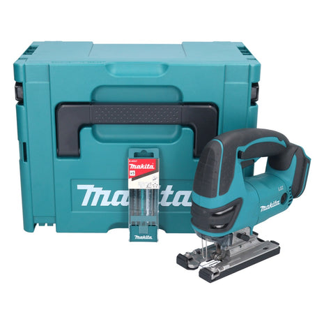 Seghetto alternativo a batteria Makita DJV 180 ZJ 18 V + set di lame per seghetto alternativo da 5 pezzi + Makpac - senza batteria, senza caricabatterie