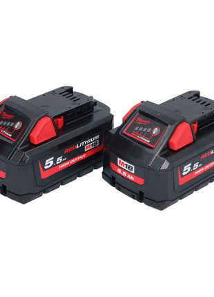 Milwaukee M18 HB 5,5 Akku Set 2x 18 V 5,5 Ah / 5500 mAh Li-Ion High Output ( 2x 4932464712 ) mit Ladestandsanzeige