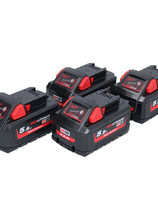 Milwaukee M18 HB 5,5 Kit batterie 4x 18 V 5,5 Ah / 5500 mAh Li-Ion High Output ( 4x 4932464712 ) avec indicateur de charge