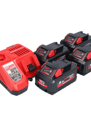 Zestaw startowy Milwaukee M18 NRG-554 High Output 18 V + 4x akumulator 5,5 Ah ( 4x 4932464712 ) + ładowarka M12-18 FC ( 4932451079 )