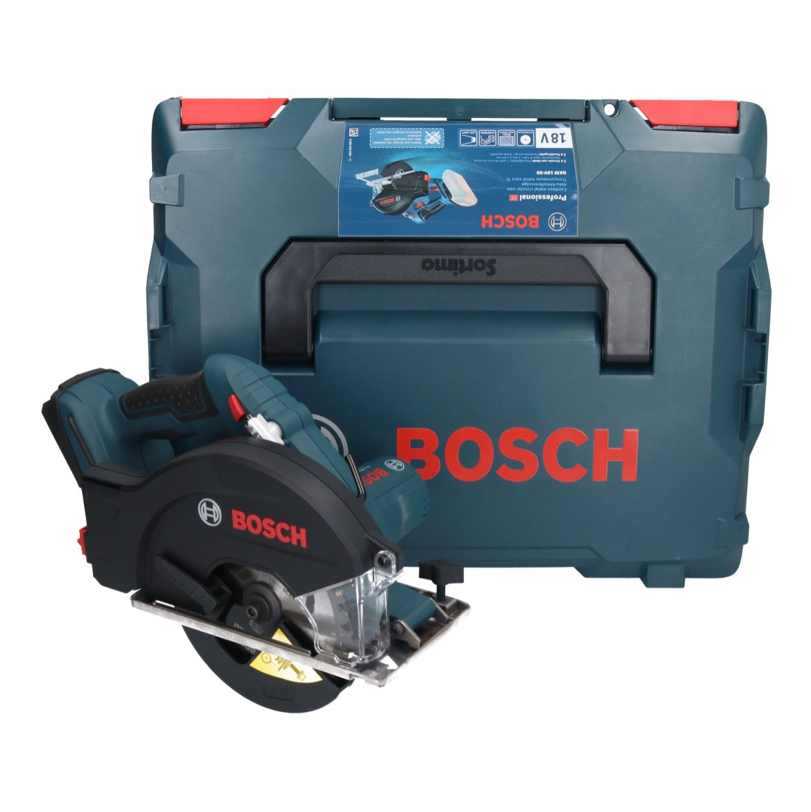 Bosch GKM 18V-50 Professional 18 V 136 mm sega circolare a batteria per metallo (06016B8001) brushless + L-Boxx - senza batteria, senza caricabatterie