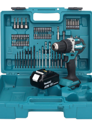 Makita DDF 484 T1X1 perceuse-visseuse sans fil 18 V 54 Nm + 1x batterie 5,0 Ah + jeu d'accessoires 74 pièces + mallette - sans chargeur