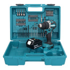 Makita DDF 484 T1X1 perceuse-visseuse sans fil 18 V 54 Nm + 1x batterie 5,0 Ah + jeu d'accessoires 74 pièces + mallette - sans chargeur