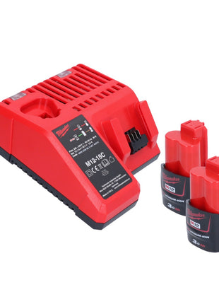 Cliquet à batterie Milwaukee M12 FIR38-302 12 V 75 Nm 3/8" 1/4" + 2x batterie 3,0 Ah + chargeur