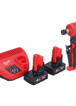 Amoladora recta Milwaukee M12 FDGA-402 angular 12 V 6/8 mm sin escobillas + 2x batería 4,0 Ah + cargador