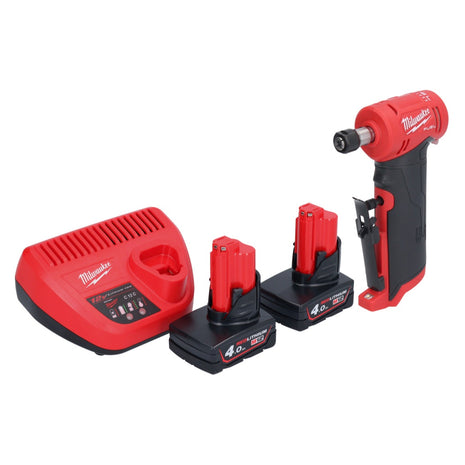 Amoladora recta Milwaukee M12 FDGA-402 angular 12 V 6/8 mm sin escobillas + 2x batería 4,0 Ah + cargador